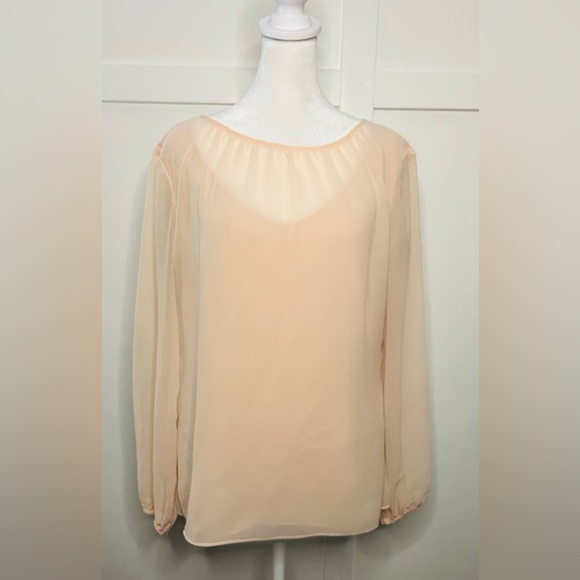 White House Black Market Tops - White House Black Market Light Peach built in tank Blouse - Size 4